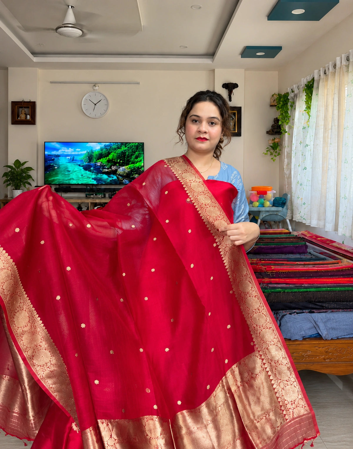 Cherry Weave Zari Suit Set