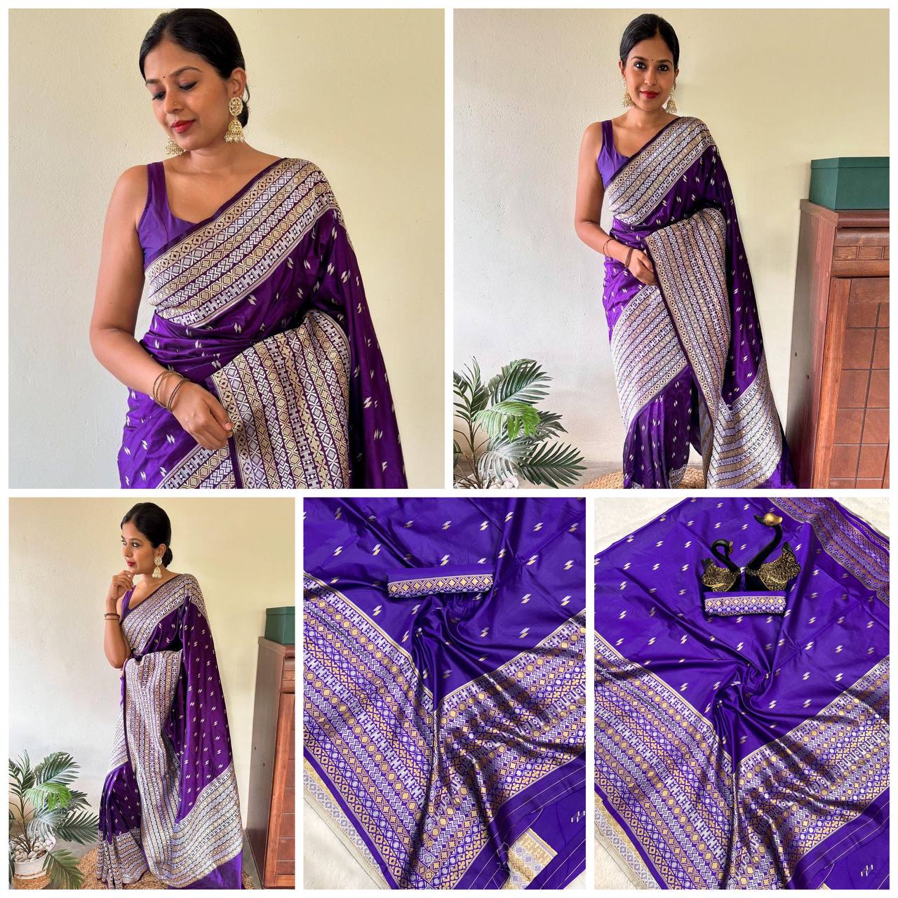 Elegant Organic Banarasi Lichi Silk Wedding Saree