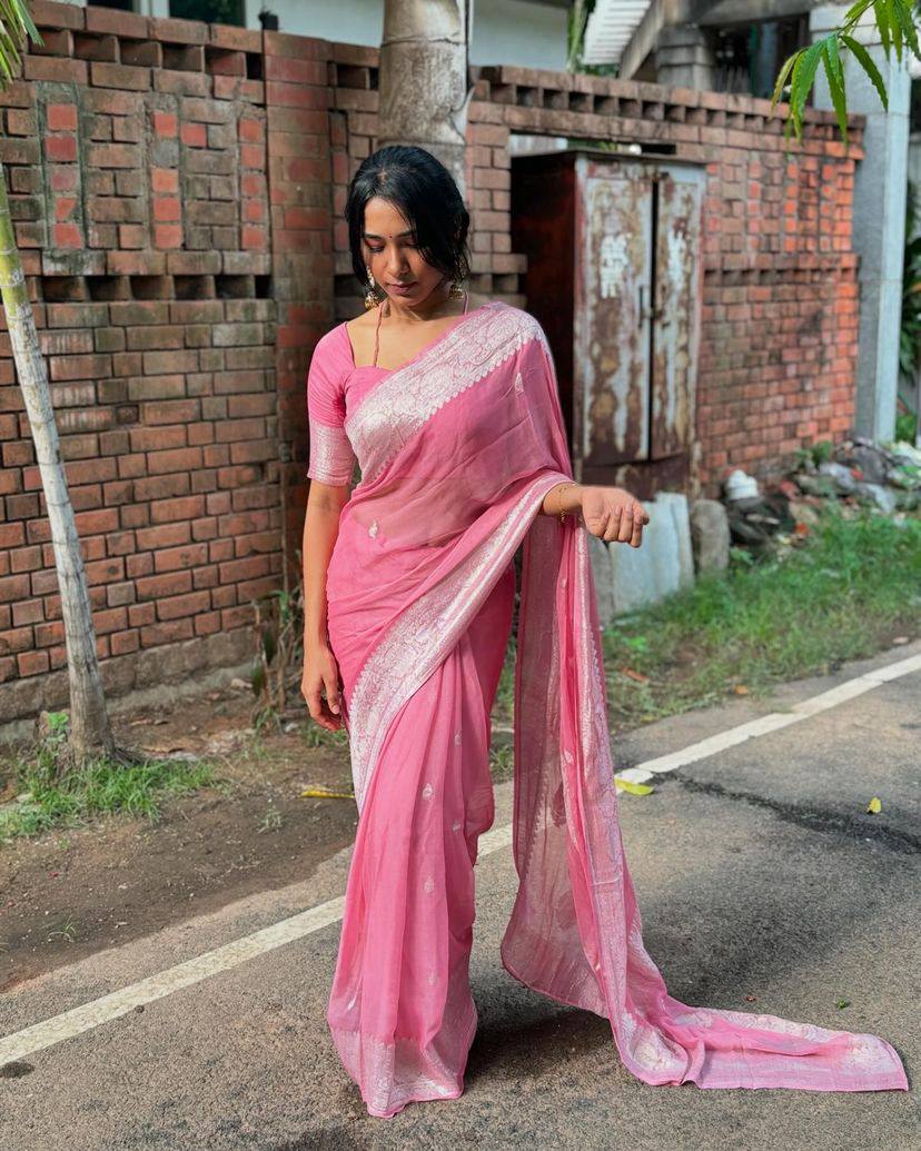 New Slab Weaving Lilan Soft Cotton Saree with Rich Blouse