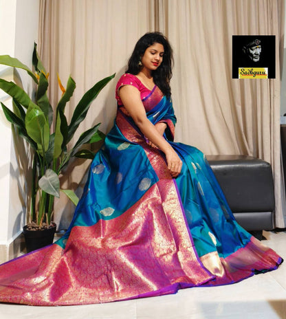 Premium Kanjivaram Soft Silk Saree with Copper Zari