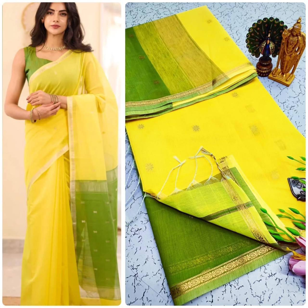 Lilan Slub Soft Cotton Saree with Rich Weaving Blouse