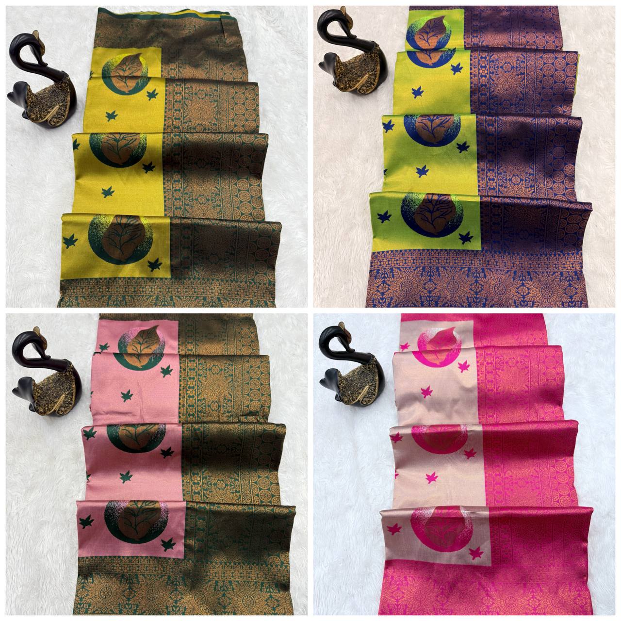 Pure Banarasi Silk Saree with Floral &amp; Meena Zari Work