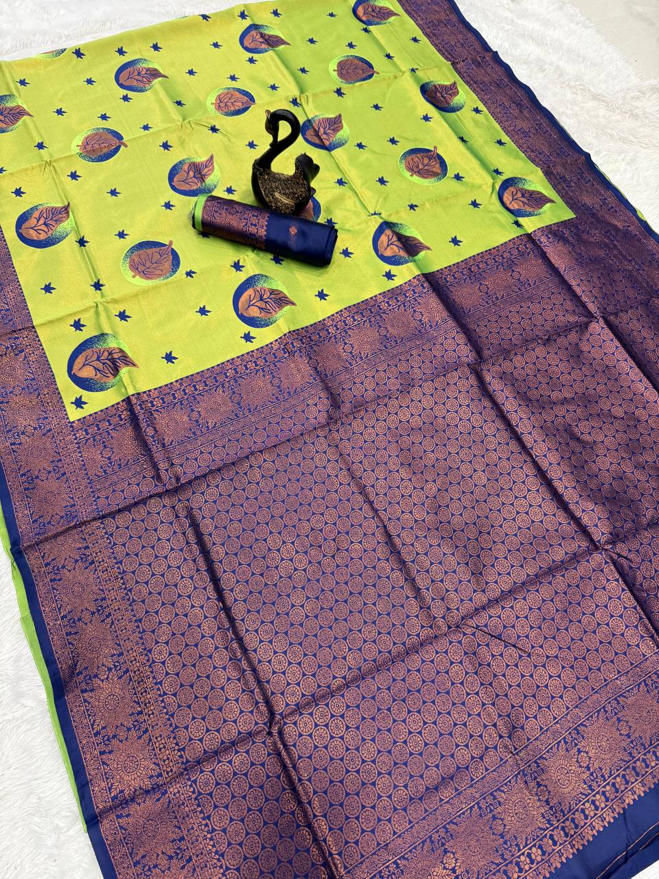 Pure Banarasi Silk Saree with Floral &amp; Meena Zari Work