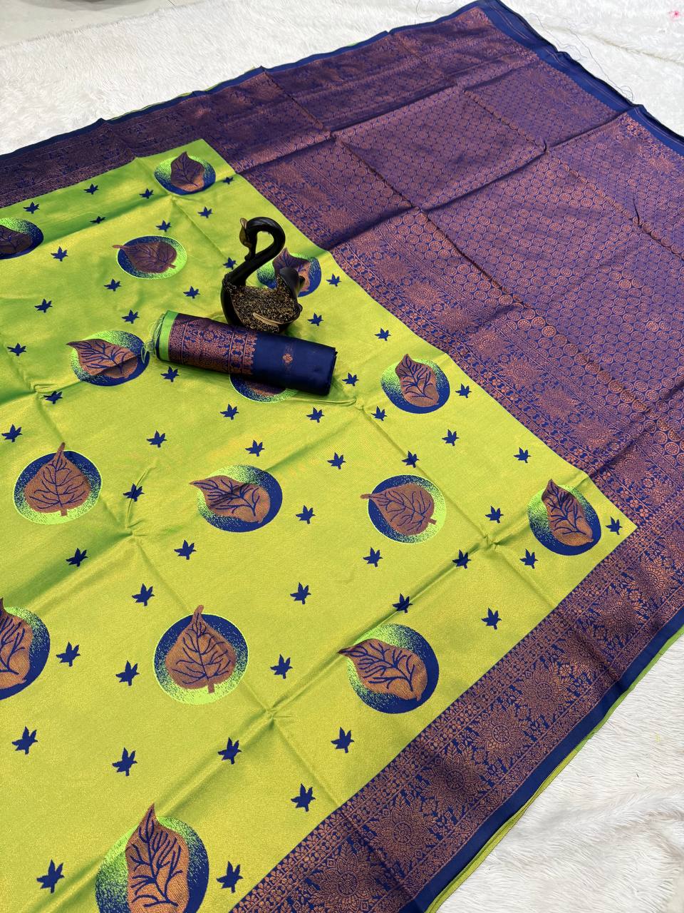 Pure Banarasi Silk Saree with Floral &amp; Meena Zari Work