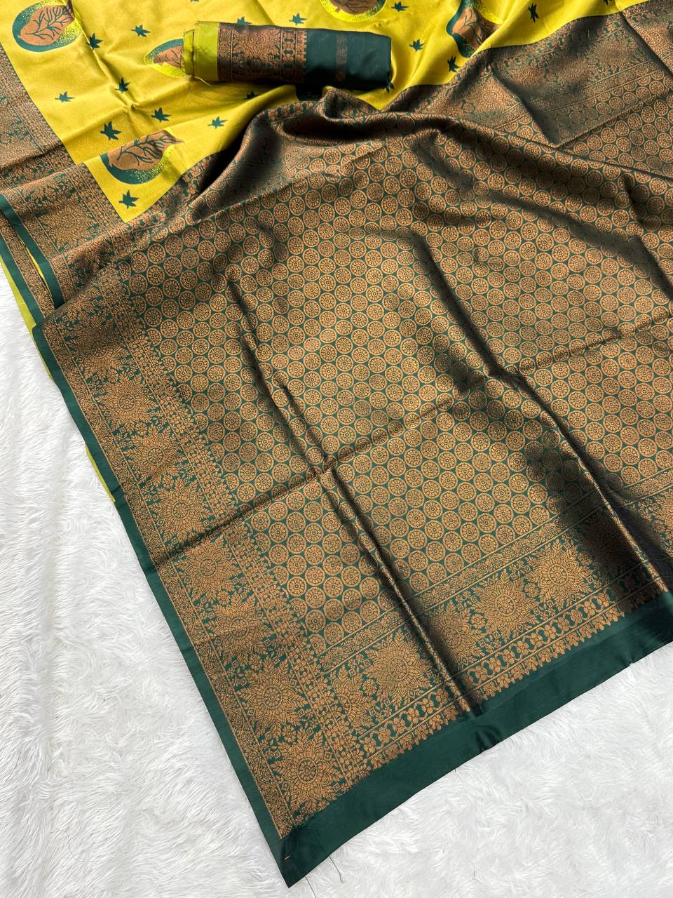 Pure Banarasi Silk Saree with Floral &amp; Meena Zari Work