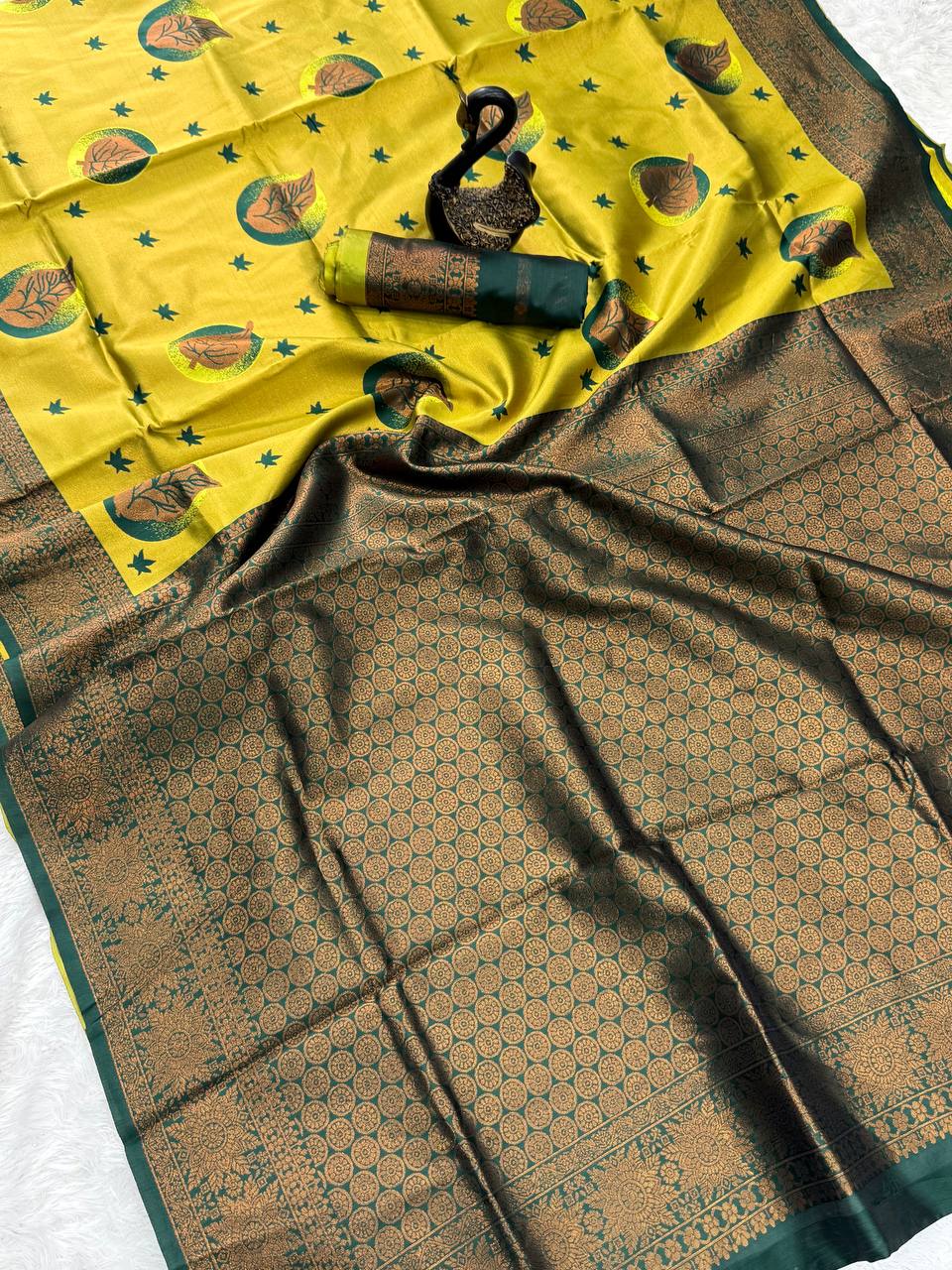 Pure Banarasi Silk Saree with Floral &amp; Meena Zari Work