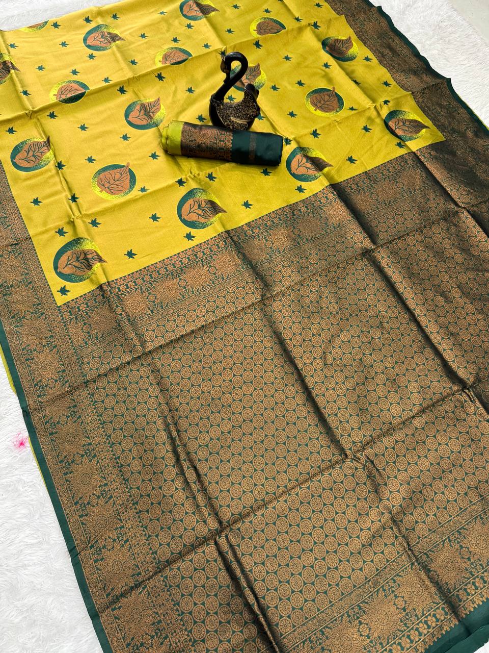 Pure Banarasi Silk Saree with Floral &amp; Meena Zari Work