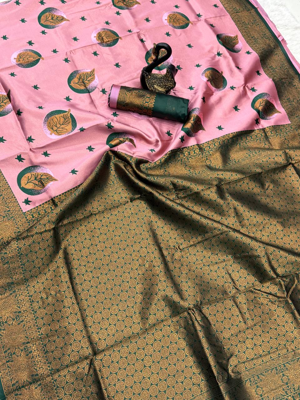 Pure Banarasi Silk Saree with Floral &amp; Meena Zari Work