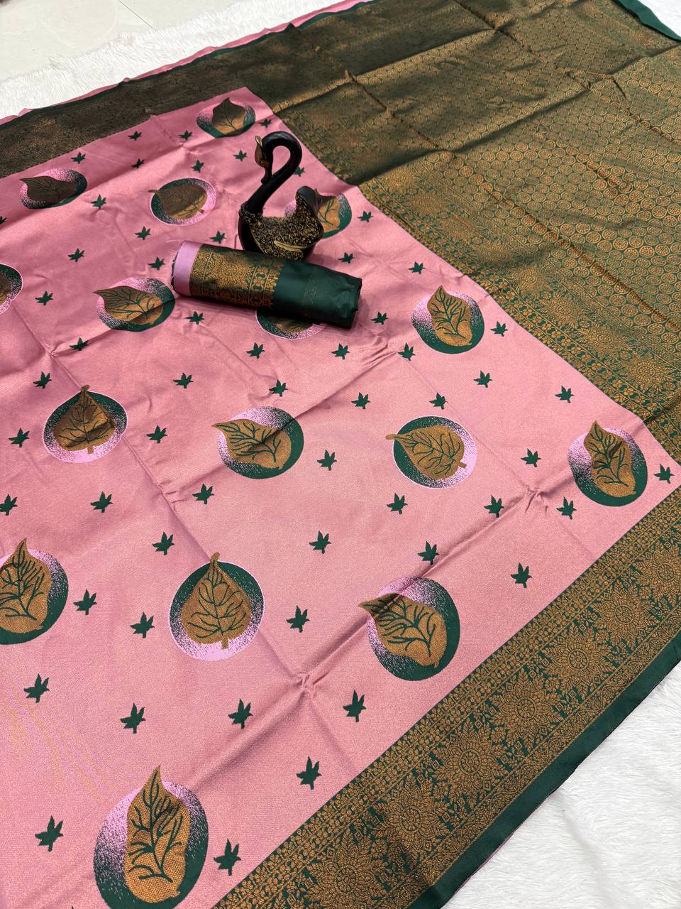 Pure Banarasi Silk Saree with Floral &amp; Meena Zari Work
