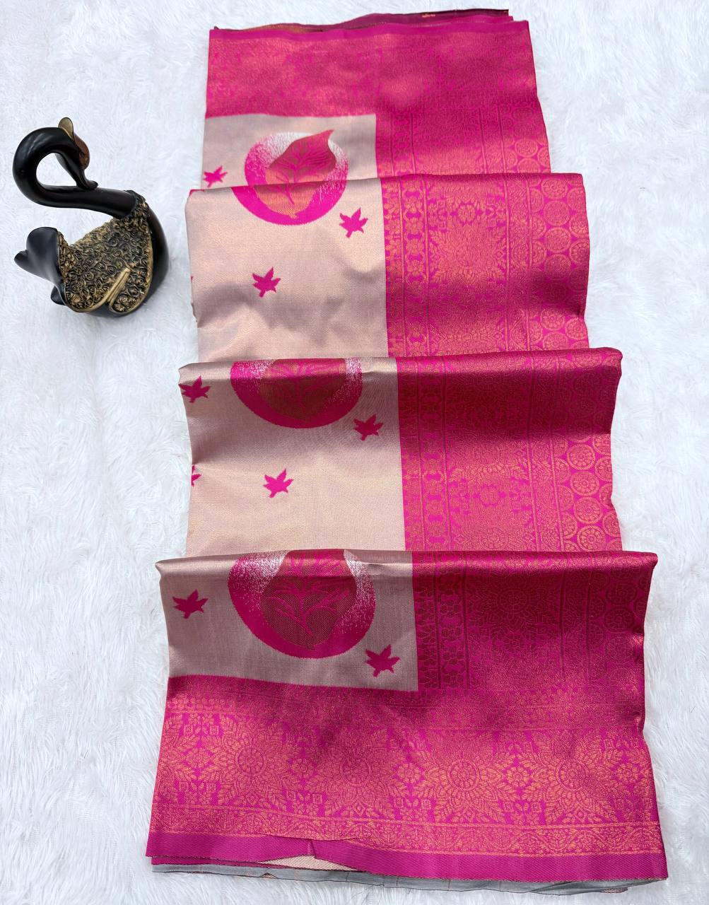 Pure Banarasi Silk Saree with Floral &amp; Meena Zari Work