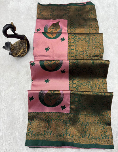 Pure Banarasi Silk Saree with Floral &amp; Meena Zari Work