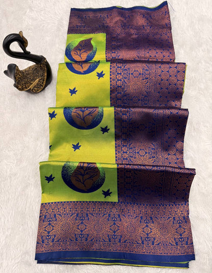 Pure Banarasi Silk Saree with Floral &amp; Meena Zari Work