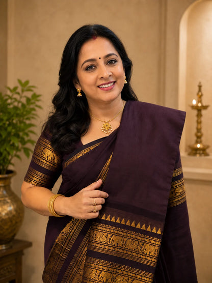 Dark Chocolate Silk Saree