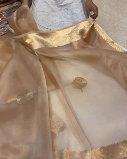 Gold Organza Silk Saree
