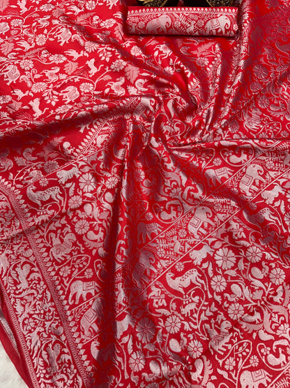 Enchanting Lightweight Banarasi Saree in Lichi Silk – Perfect for Weddings &amp; Festive Occasions