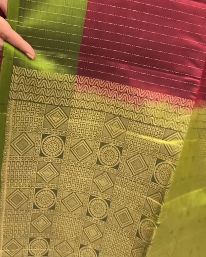 Mayil Charm Maroon Silk Saree