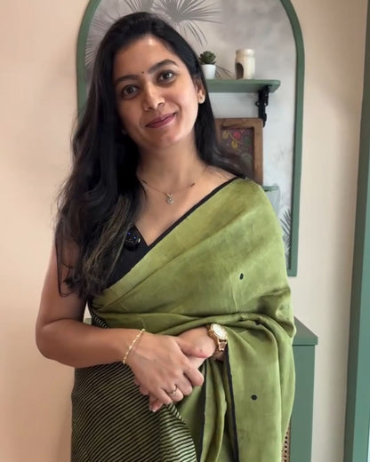 Olive Green Silk Saree