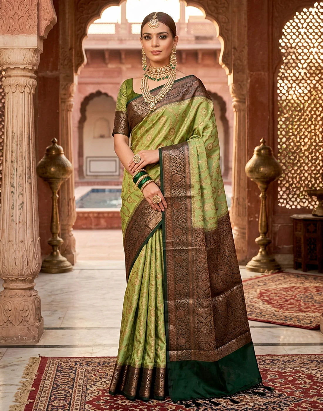 Organic Banarasi Wedding Saree – Lightweight &amp; Breathable
