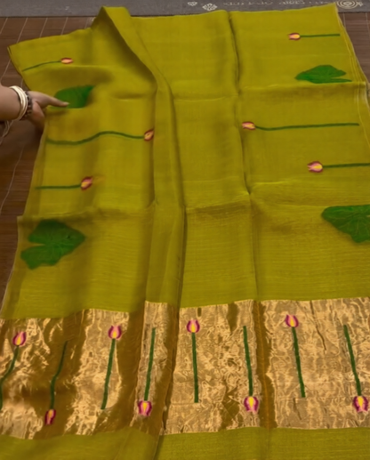 Parrot Green Saree