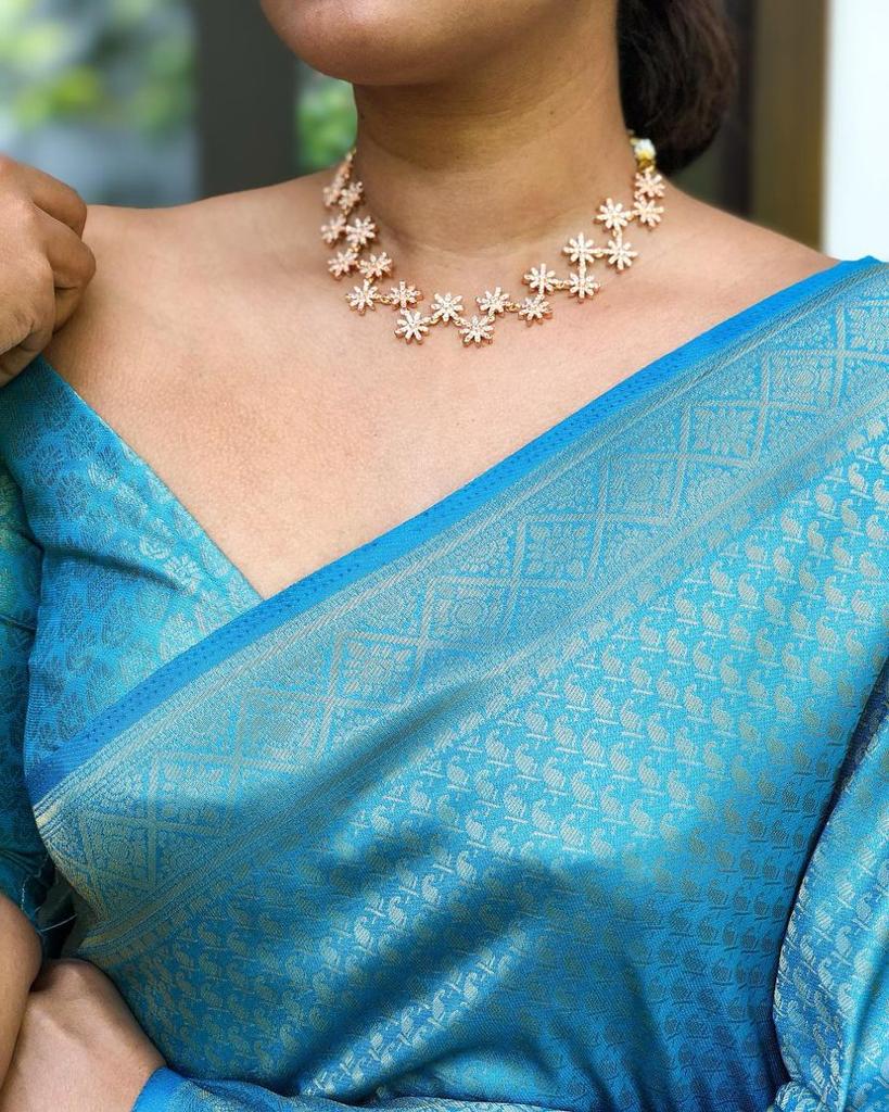 Soft &amp; Easy-to-Drape Lichi Silk Saree with Banarasi Inspired Weave