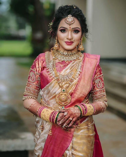 Bridal Kanchipuram Silk Saree with Rich Zari Work
