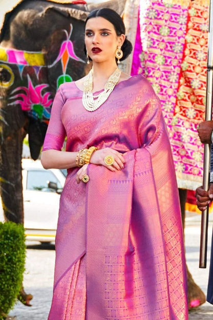 Royal Purple Banarasi Silk Saree with Rich Zari Weaving