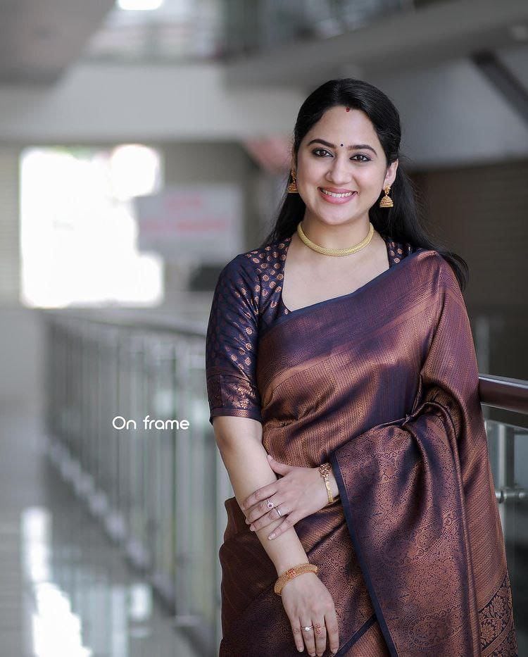 Elegant Copper Brown Silk Saree with Rich Woven Border &amp; Designer Blouse