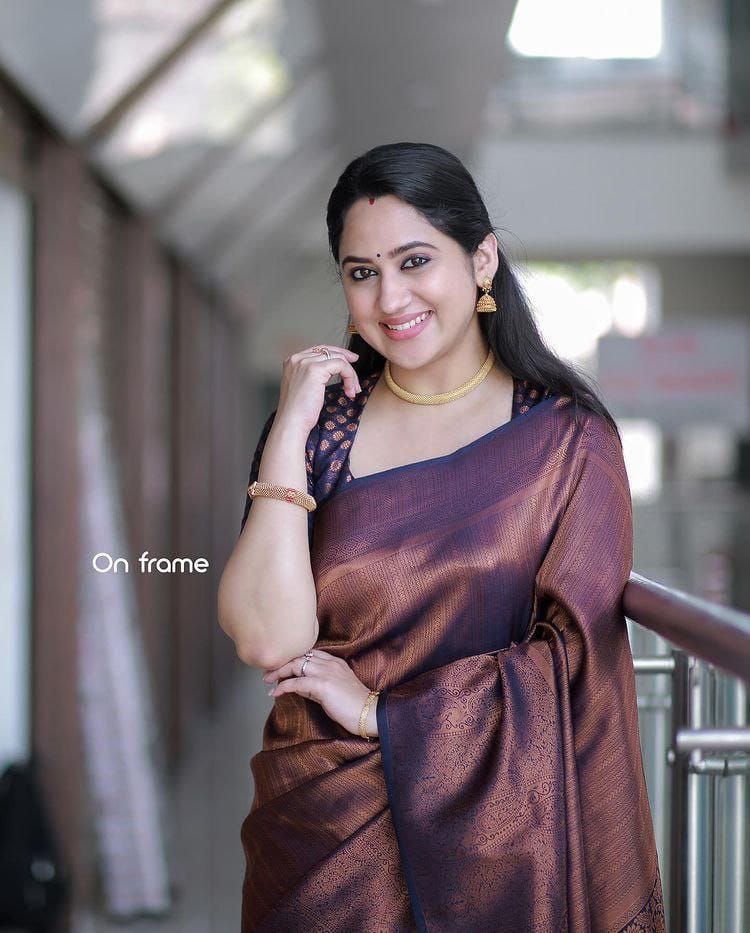 Elegant Copper Brown Silk Saree with Rich Woven Border &amp; Designer Blouse