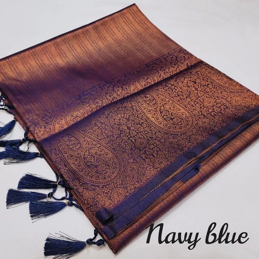 Elegant Copper Brown Silk Saree with Rich Woven Border &amp; Designer Blouse