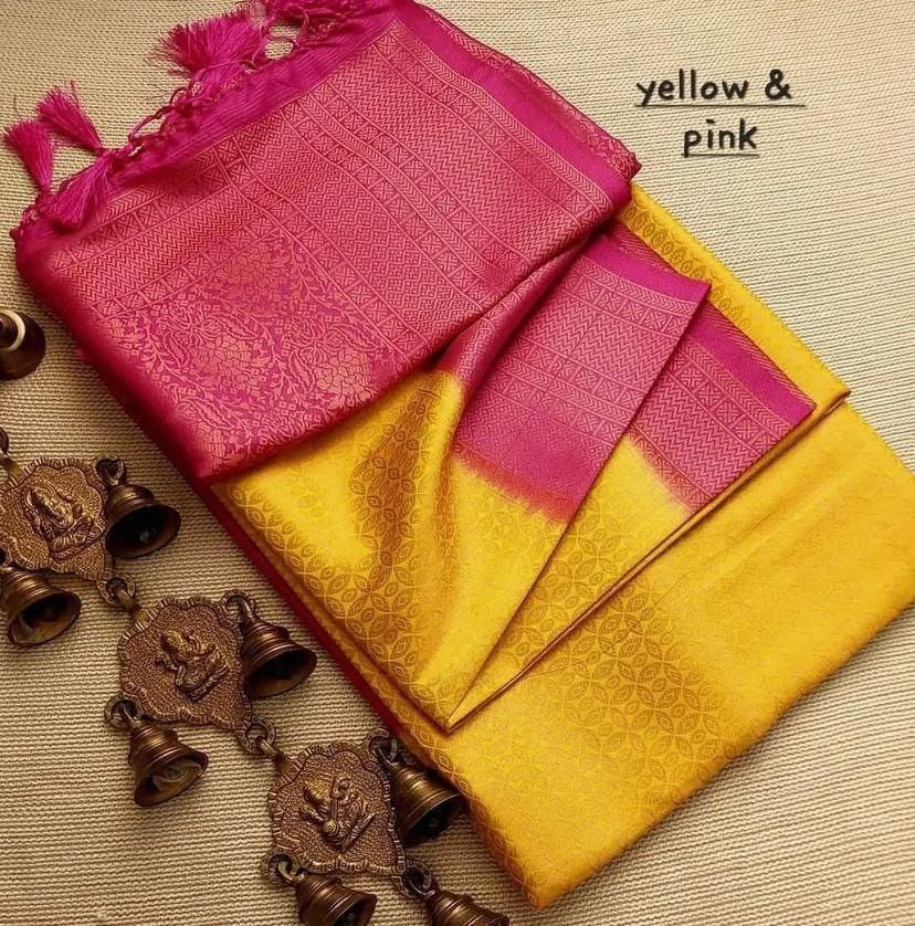 Elegant Pink &amp; Black Soft Silk Saree with Rich Woven Pallu