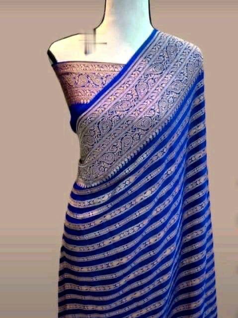 Pure Soft Khadi Georgette Silk Saree with Rich Zari Woven Pallu