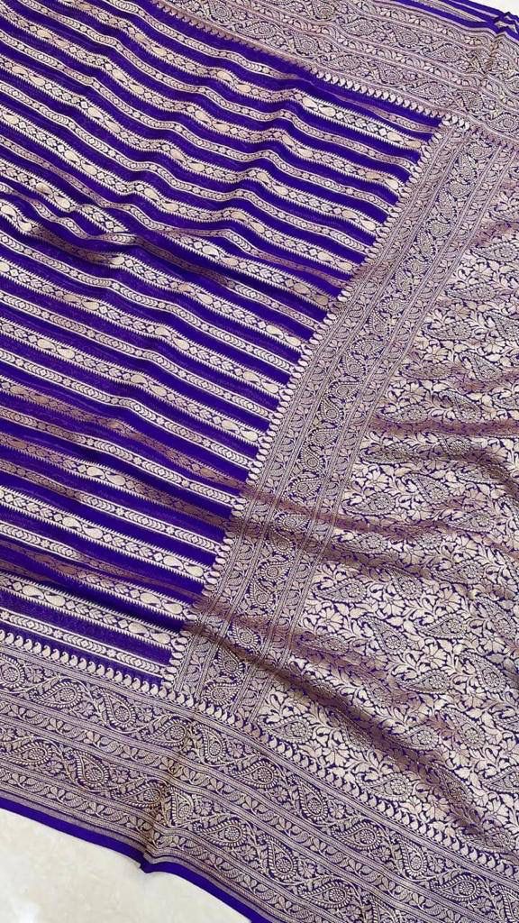 Pure Soft Khadi Georgette Silk Saree with Rich Zari Woven Pallu