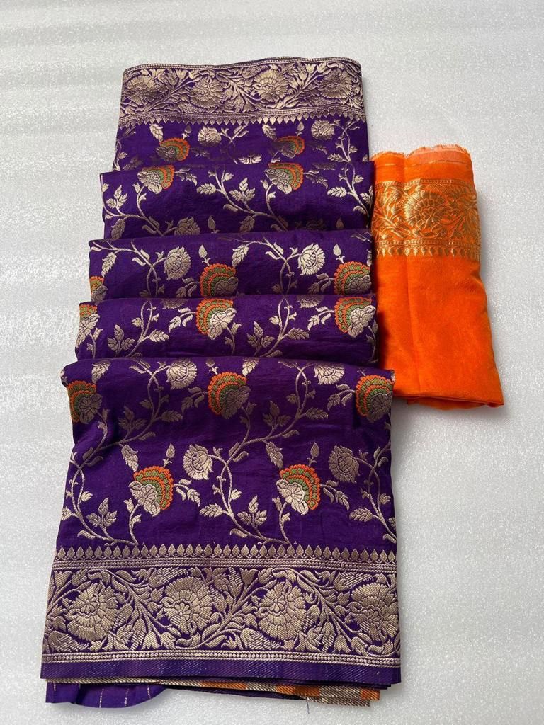 Pure Soft Khadi Georgette Silk Saree with Zari &amp; Meenakari Work – LC-59