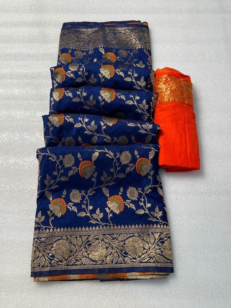 Pure Soft Khadi Georgette Silk Saree with Zari &amp; Meenakari Work – LC-59
