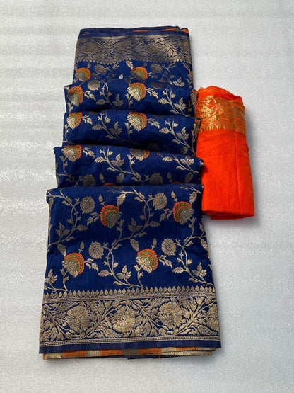 Pure Soft Khadi Georgette Silk Saree with Zari &amp; Meenakari Work – LC-59
