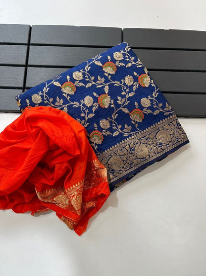 Pure Soft Khadi Georgette Silk Saree with Zari &amp; Meenakari Work – LC-59