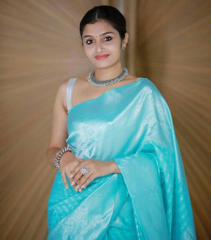 Refined-Finish Saree Designed in Organic Banarasi Lichi Silk