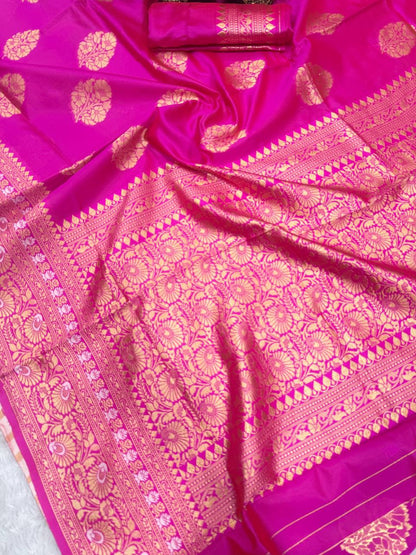 Soft &amp; Lightweight Lichi Silk Banarasi Wedding Saree