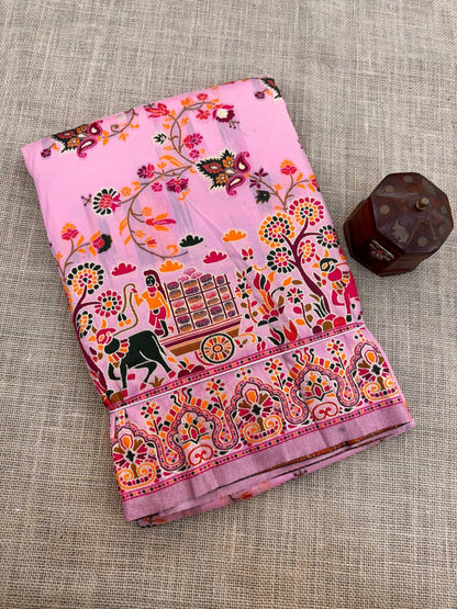 Rajwadi Pashmina Silk Weaving Saree with Kashmiri Pallu