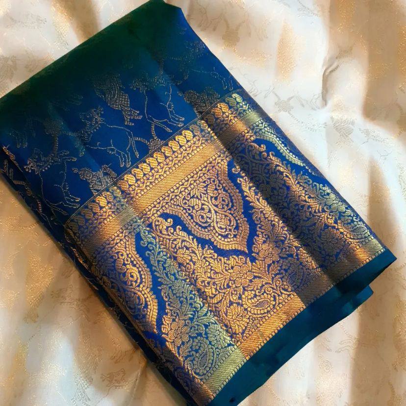 Graceful Organic Banarasi Lichi Silk Wedding Saree