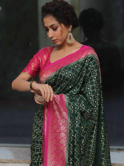 Organic Banarasi Lichi Silk Wedding Saree – Rich &amp; Comfortable