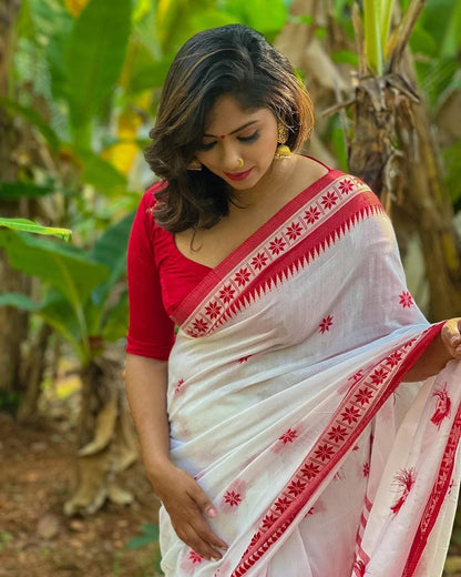 Lilan Soft Cotton Slab Weaving Saree with Rich Blouse