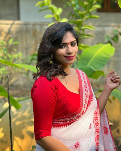 Lilan Soft Cotton Slab Weaving Saree with Rich Blouse