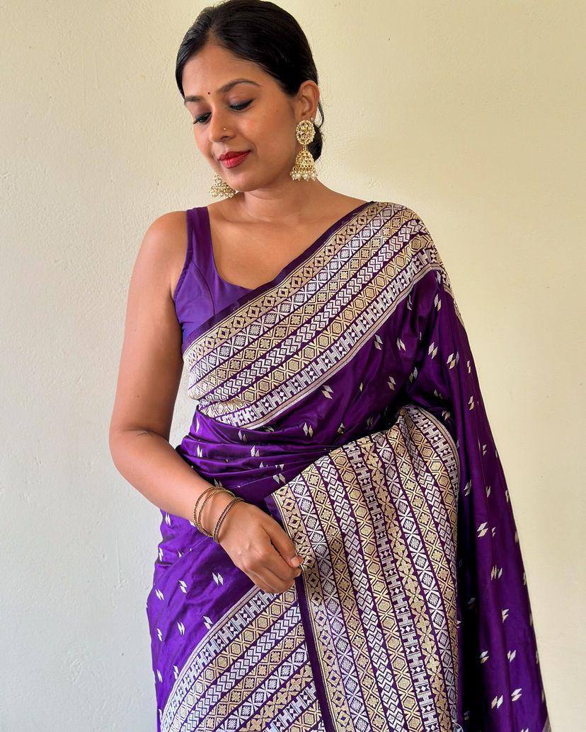 Elegant Organic Banarasi Lichi Silk Wedding Saree