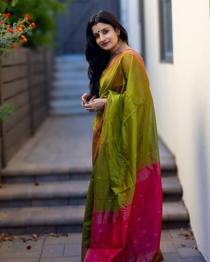 Comfort Touch Organic Banarasi Lichi Silk Wedding Saree