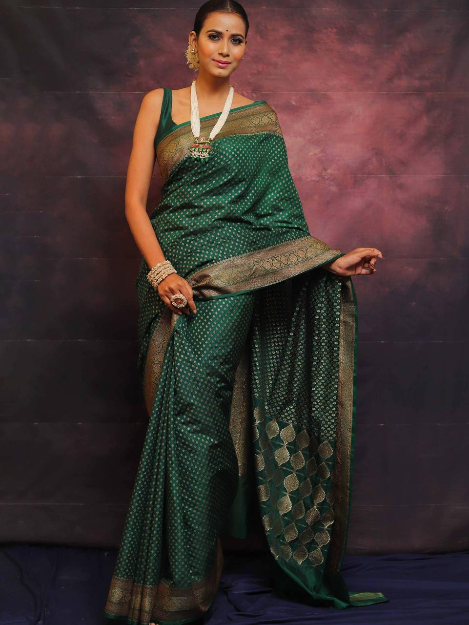 Graceful Organic Banarasi Lichi Silk Wedding Saree