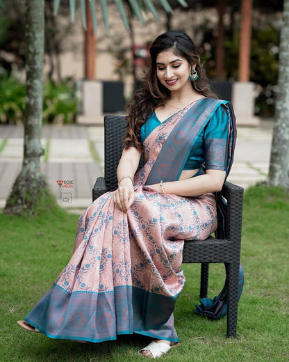 Heavy Look Organic Banarasi Lichi Silk Wedding Saree