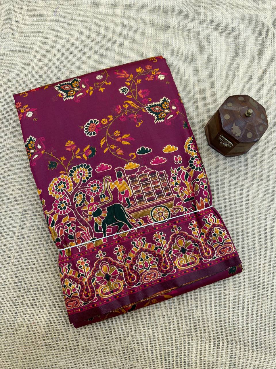 Rajwadi Pashmina Silk Weaving Saree with Kashmiri Pallu
