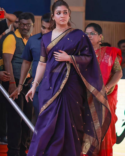 Lilan Slub Soft Cotton Saree with Slab Weaving &amp; Rich Blouse