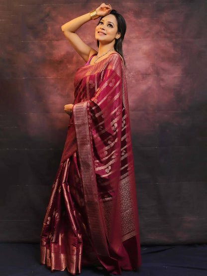 Comfort Elegance Organic Banarasi Lichi Silk Wedding Saree